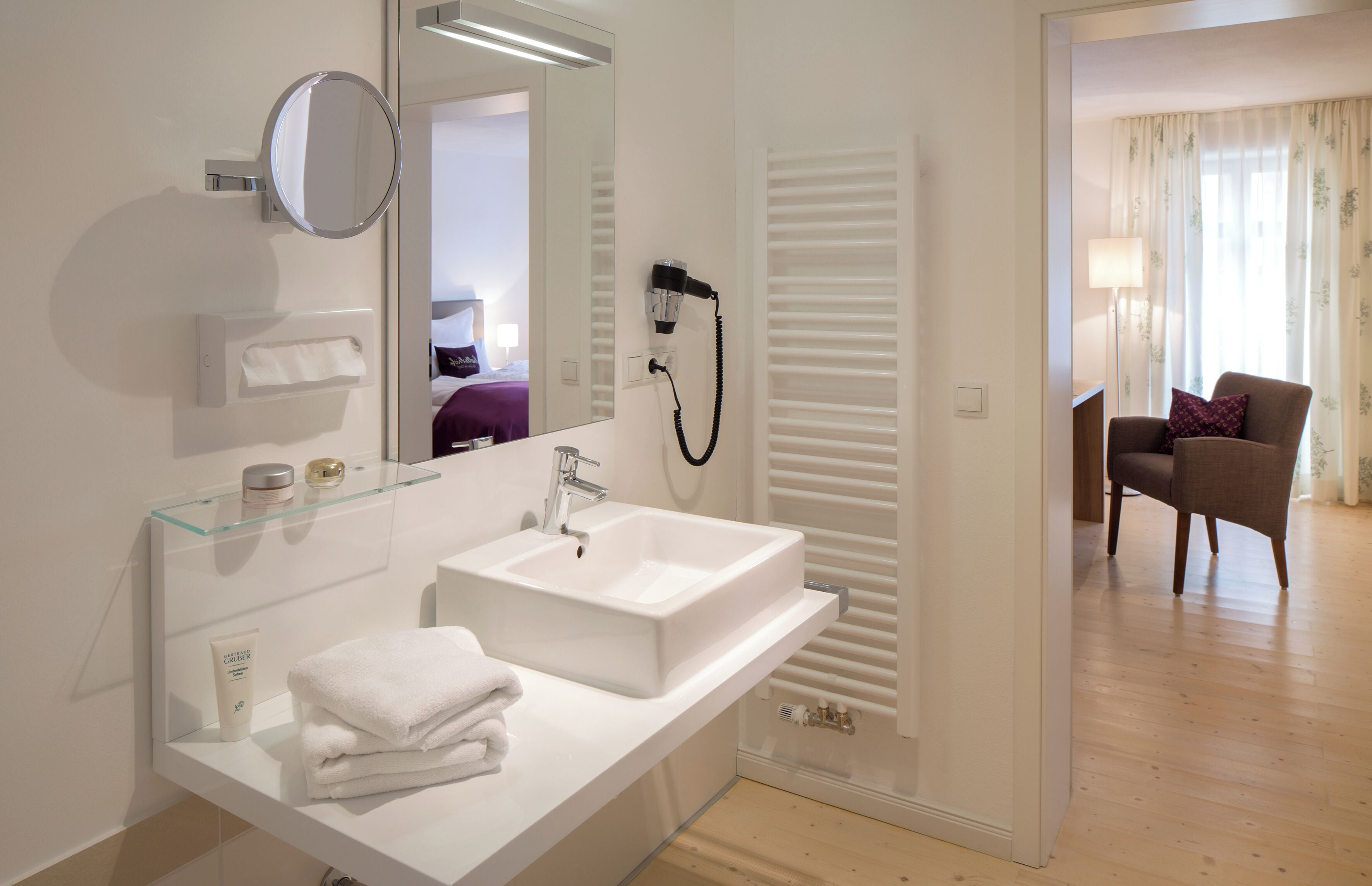 free toiletries, hair dryer, towels, soap