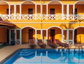 Outdoor pool, pool loungers