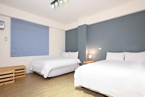 Premium bedding, desk, blackout curtains, soundproofing