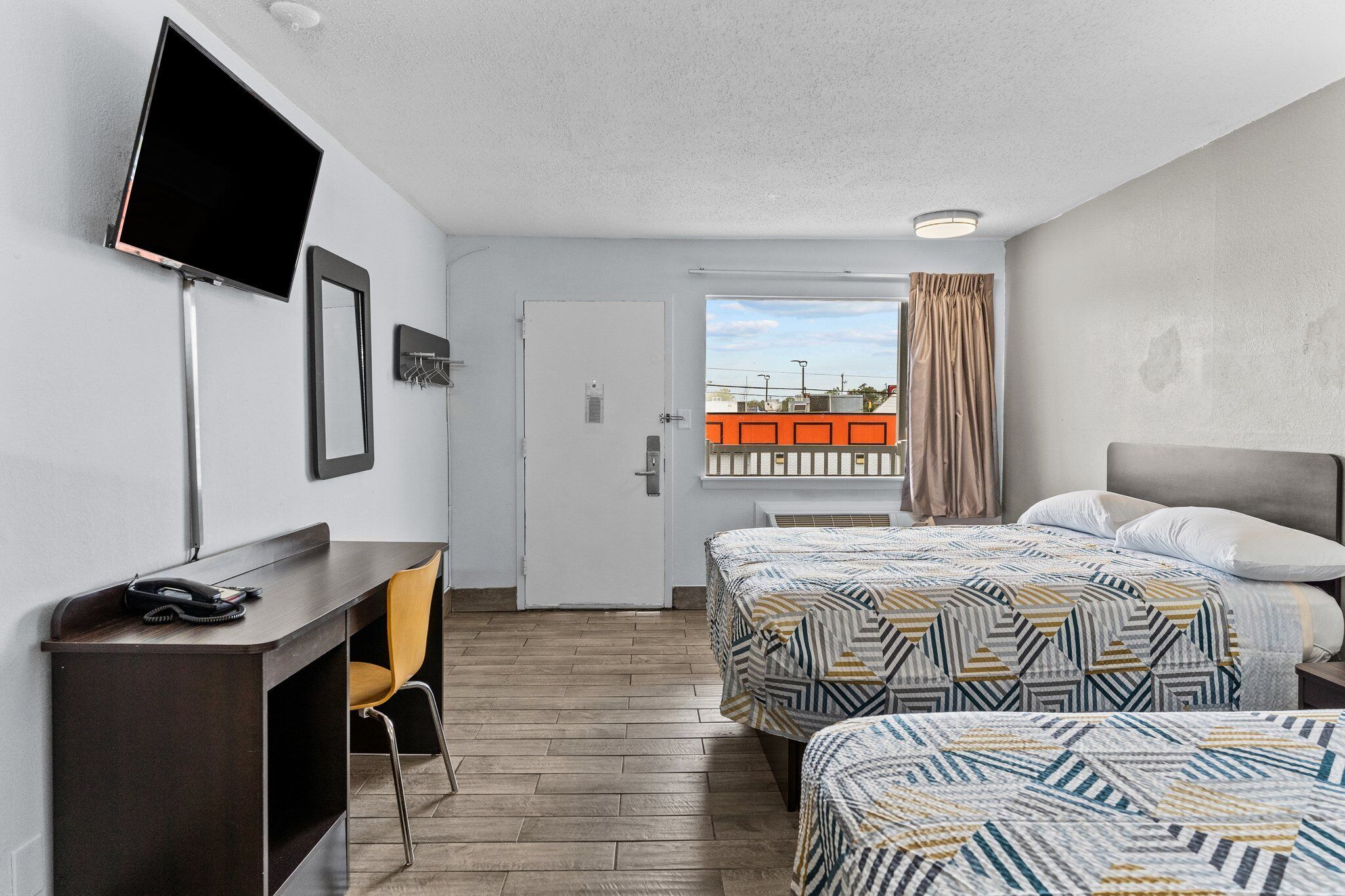 blackout curtains, iron/ironing board, free wifi, bed sheets