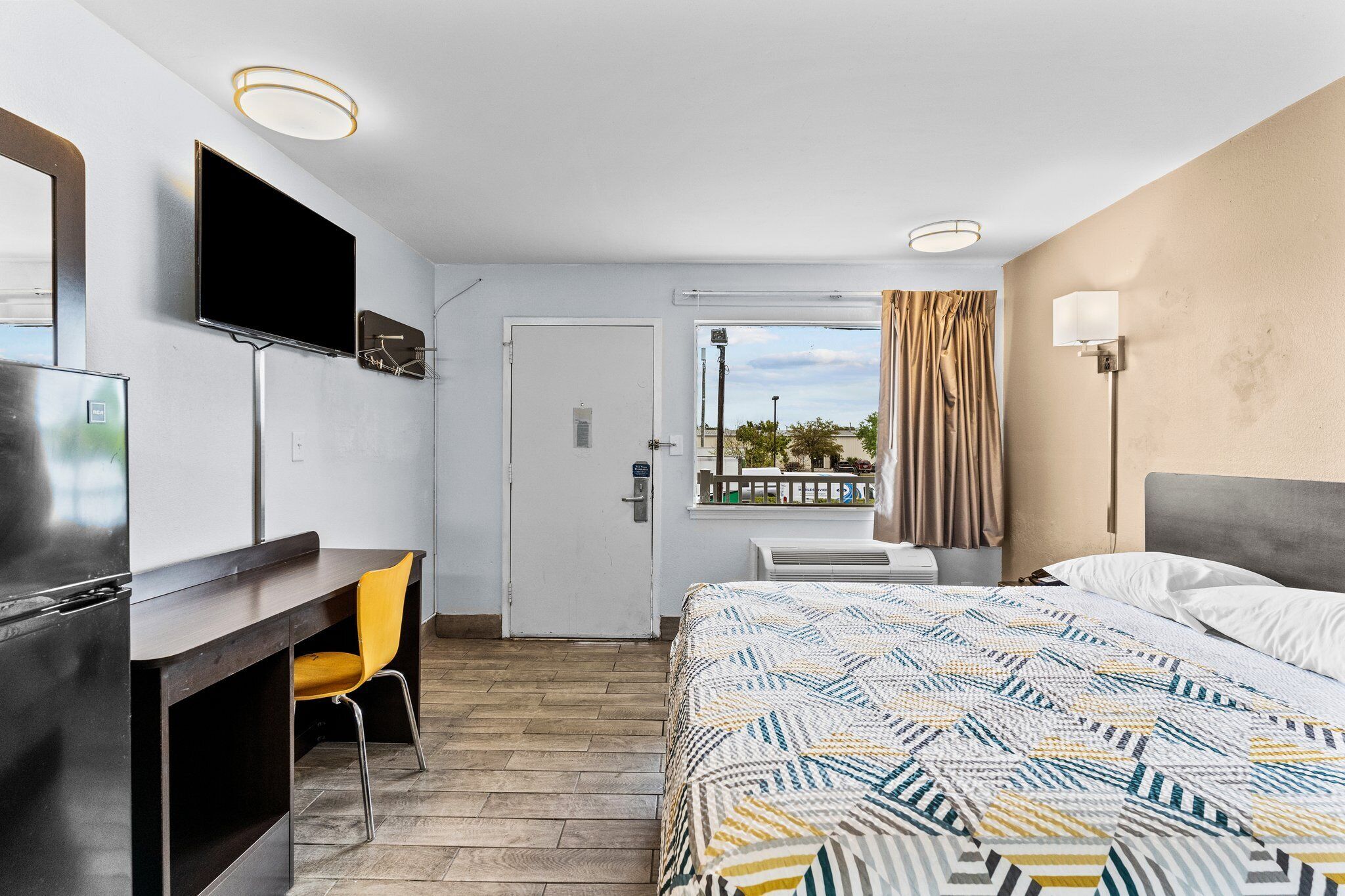 blackout curtains, iron/ironing board, free wifi, bed sheets