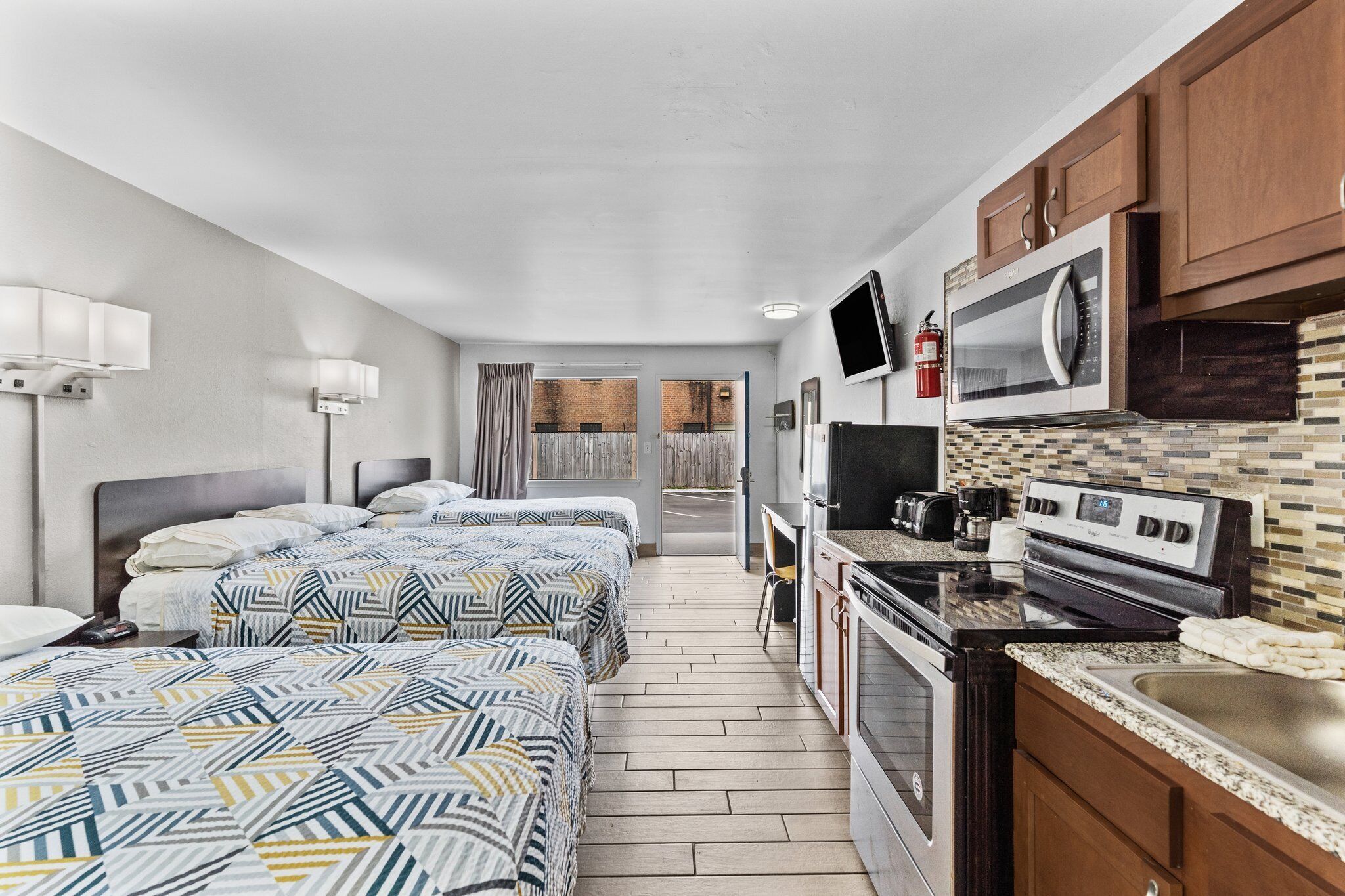 blackout curtains, iron/ironing board, free wifi, bed sheets