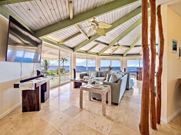 Smart TV, DVD player, books, video library