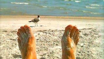 Beach nearby, sun-loungers, beach towels