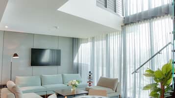 Sky Penthouse | Living area | 55-inch flat-screen TV with digital channels, TV