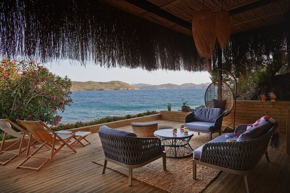 Private beach nearby, sun loungers, beach umbrellas, beach bar