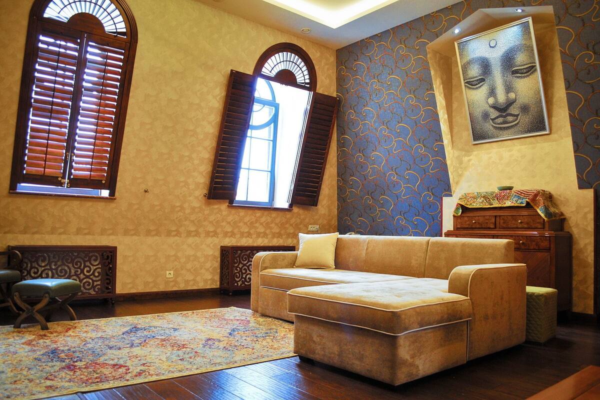 Deluxe Suite, 1 Bedroom (Shangri-La) | Living area | 42-inch flat-screen TV with satellite channels, TV