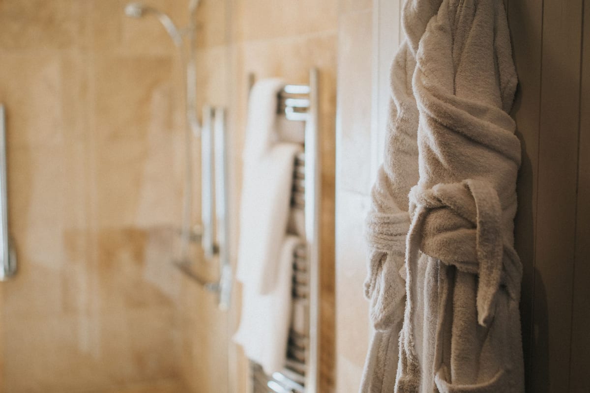 combined shower/bathtub, free toiletries, hair dryer, bathrobes