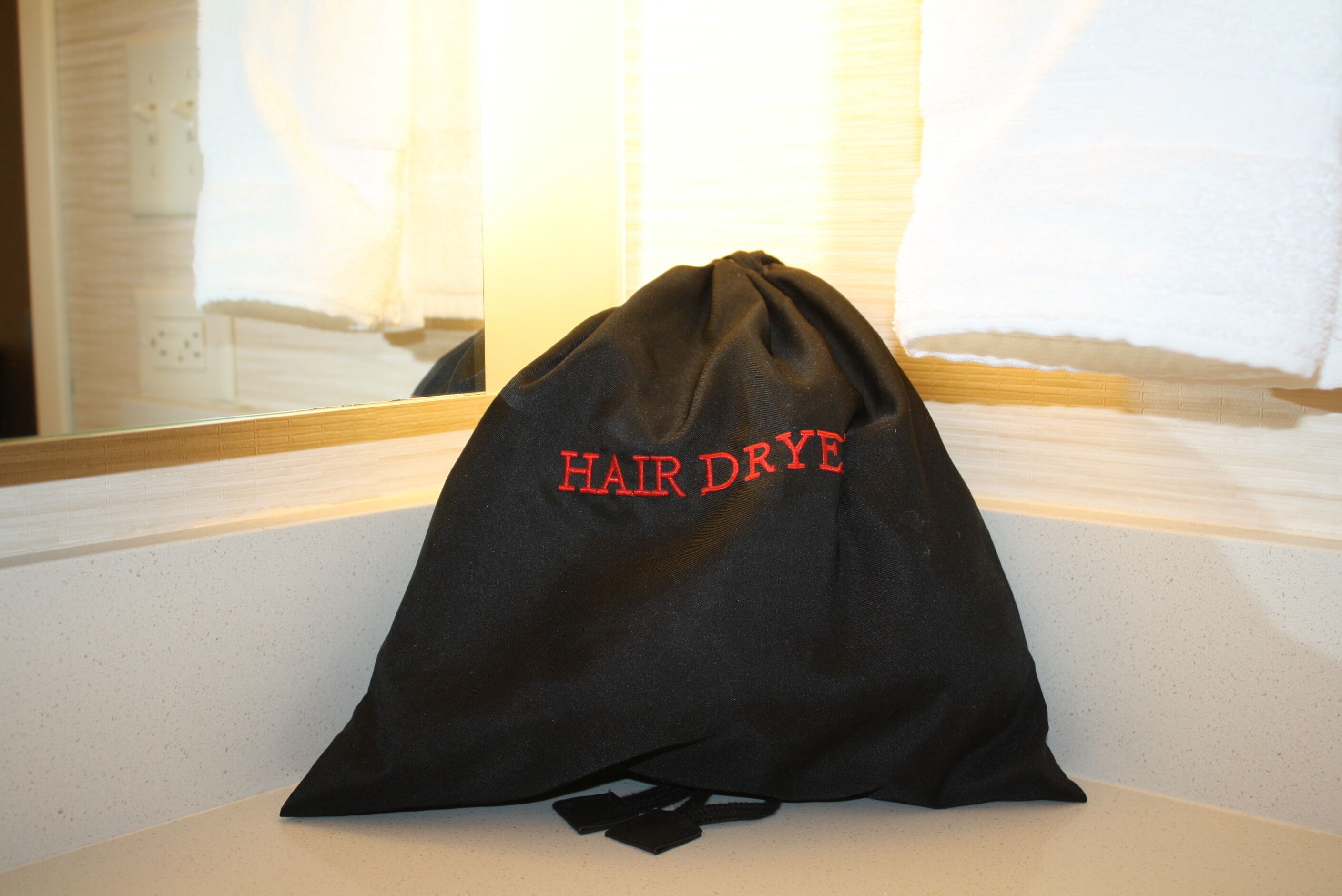 free toiletries, hair dryer, towels, soap