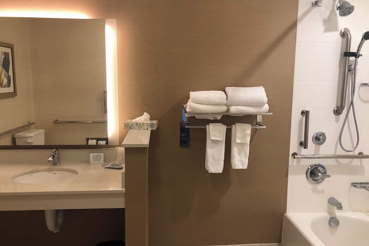 free toiletries, hair dryer, towels, soap