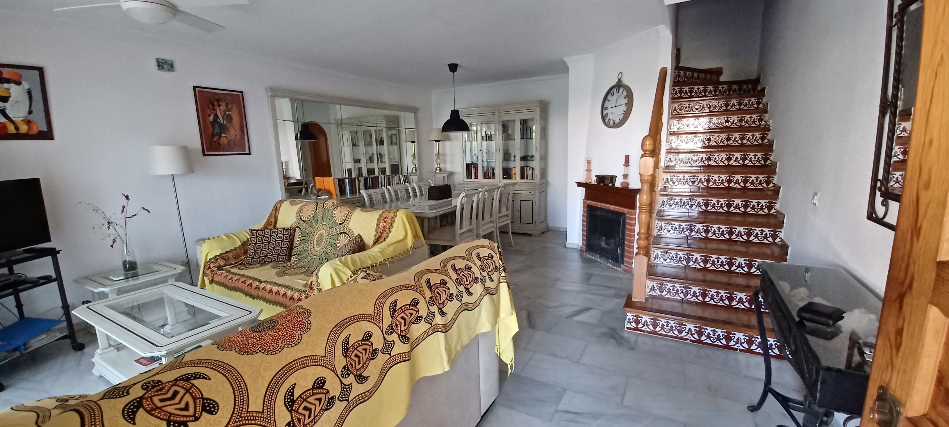 Een televisie, een open haard, een dvd-speler en boeken