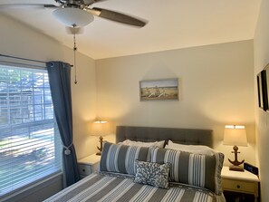 3 bedrooms, desk, iron/ironing board, travel cot