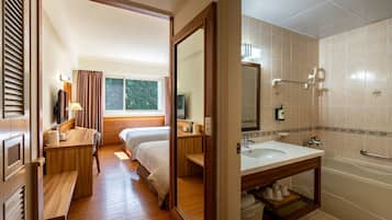 Comfort Quadruple Room, 2 Double Beds, Mountain View | Premium bedding, down comforters, minibar (free items), desk