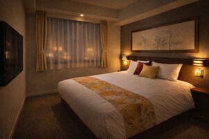 Quarto casal premium, para não fumantes | Roupas de cama premium, edredons de pluma, cofres nos quartos