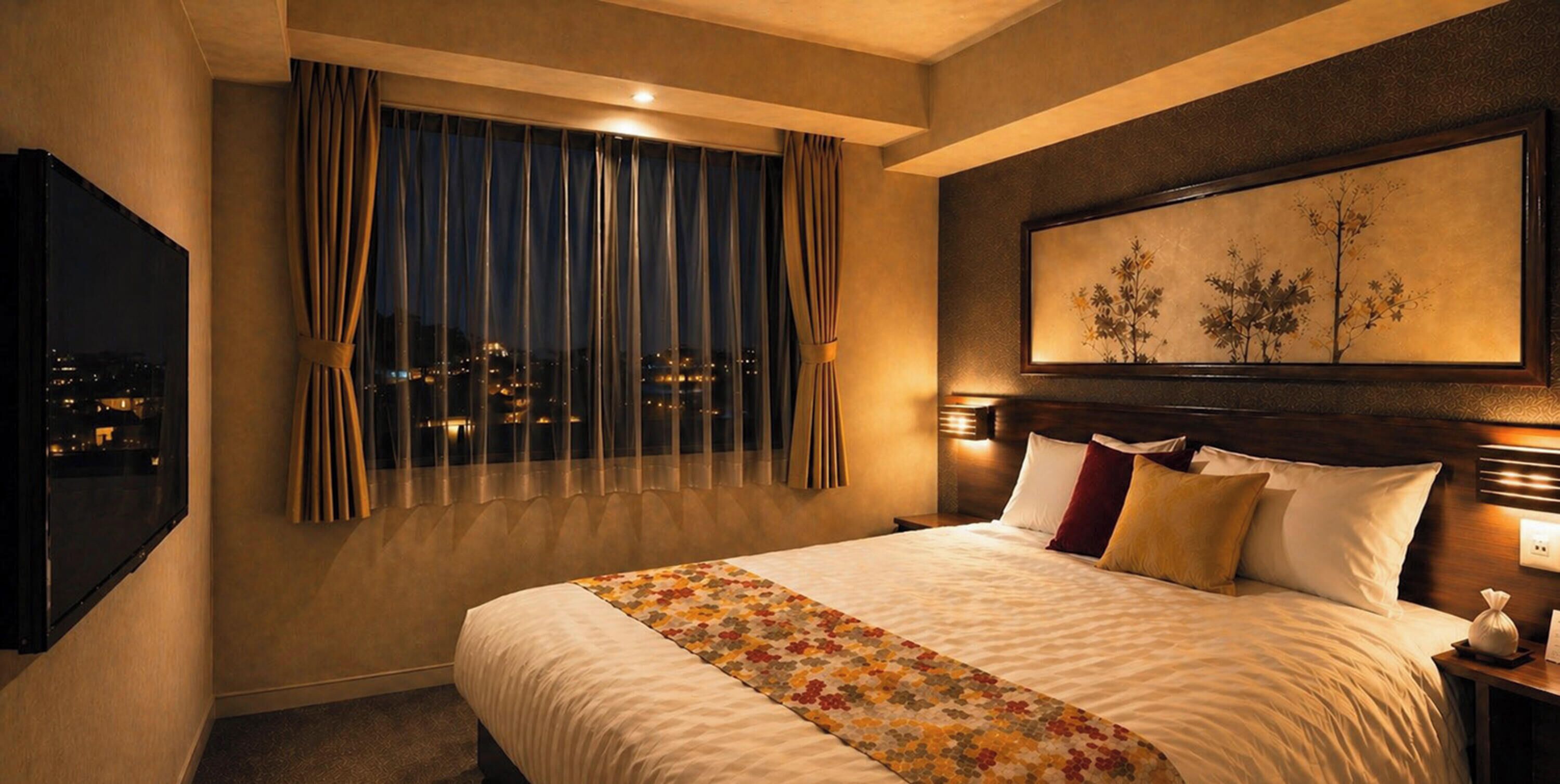 Kamar Double Premium, Bebas Asap Rokok | Seprai premium, selimut bulu angsa, brankas, dan tirai kedap cahaya