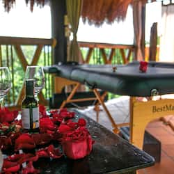 Outdoor treatment area, Turkish bath/hammam, body scrubs, facials