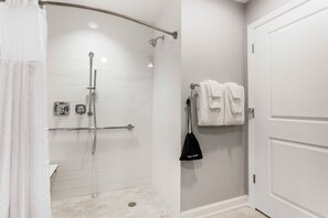 Studio, Mobility Accessible | Bathroom | Shower, free toiletries, hair dryer, towels -  King 583 (Charleston)