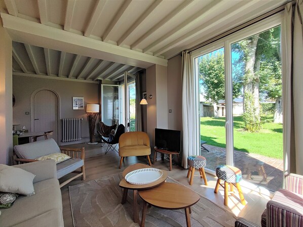 TV, DVD player, books