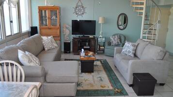 Smart TV, DVD player, table tennis, books