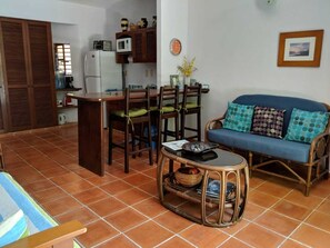 Smart TV, books, music library, stereo