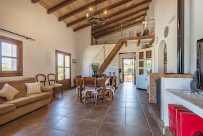 Smart TV, fireplace, video games, DVD player