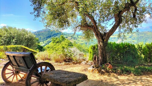 Nestled in a lovely landscape, fantastic panorama from the sea to the mountains.