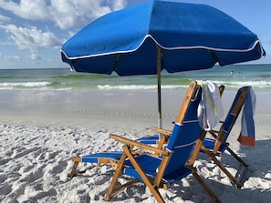 Sun-loungers, beach towels