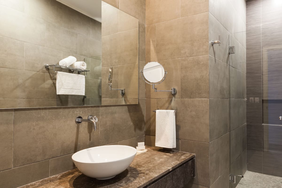 executive room, 1 queen bed | bathroom | shower, free toiletries, hair dryer, towels