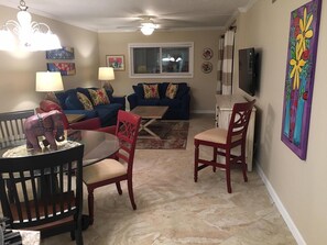 Smart TV, DVD player, books, video library