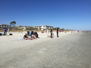 Beach nearby, sun loungers