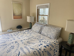 1 bedroom, desk, iron/ironing board, travel cot