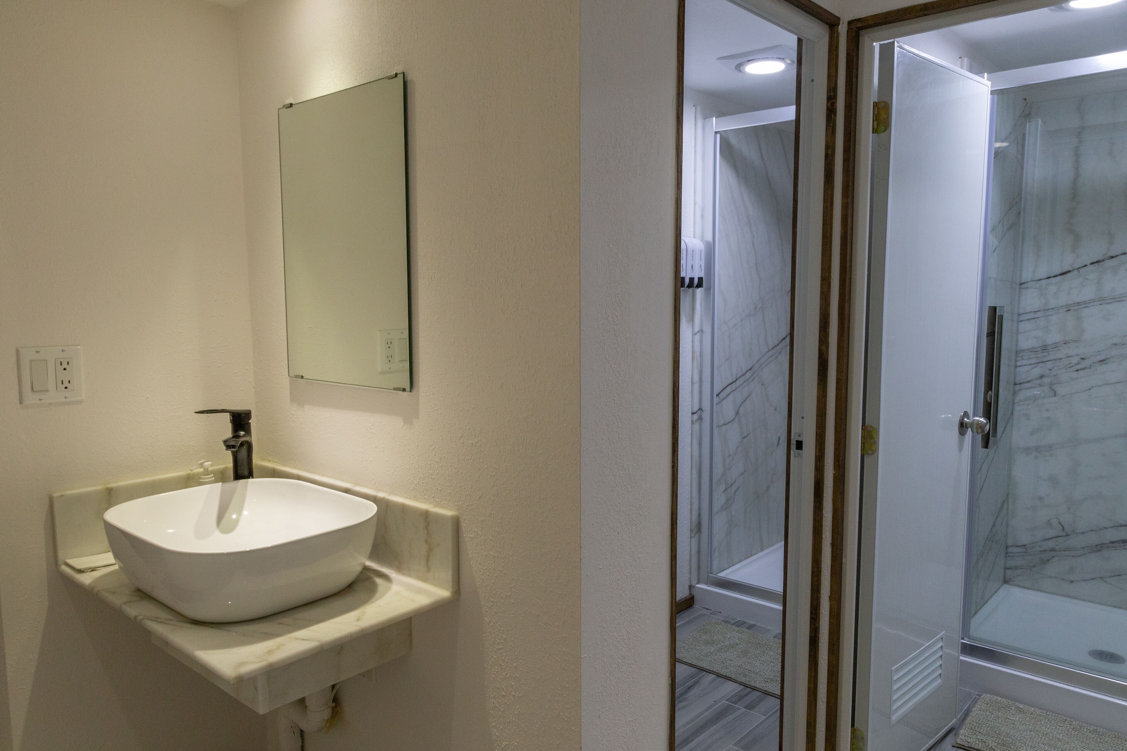 shower, free toiletries, towels