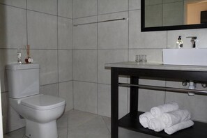 Shower, bathrobes, towels