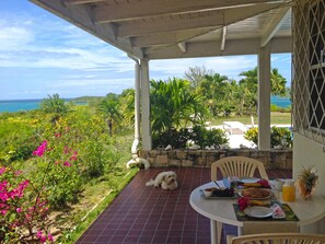 Breakfast, lunch, dinner served; international cuisine, pool views