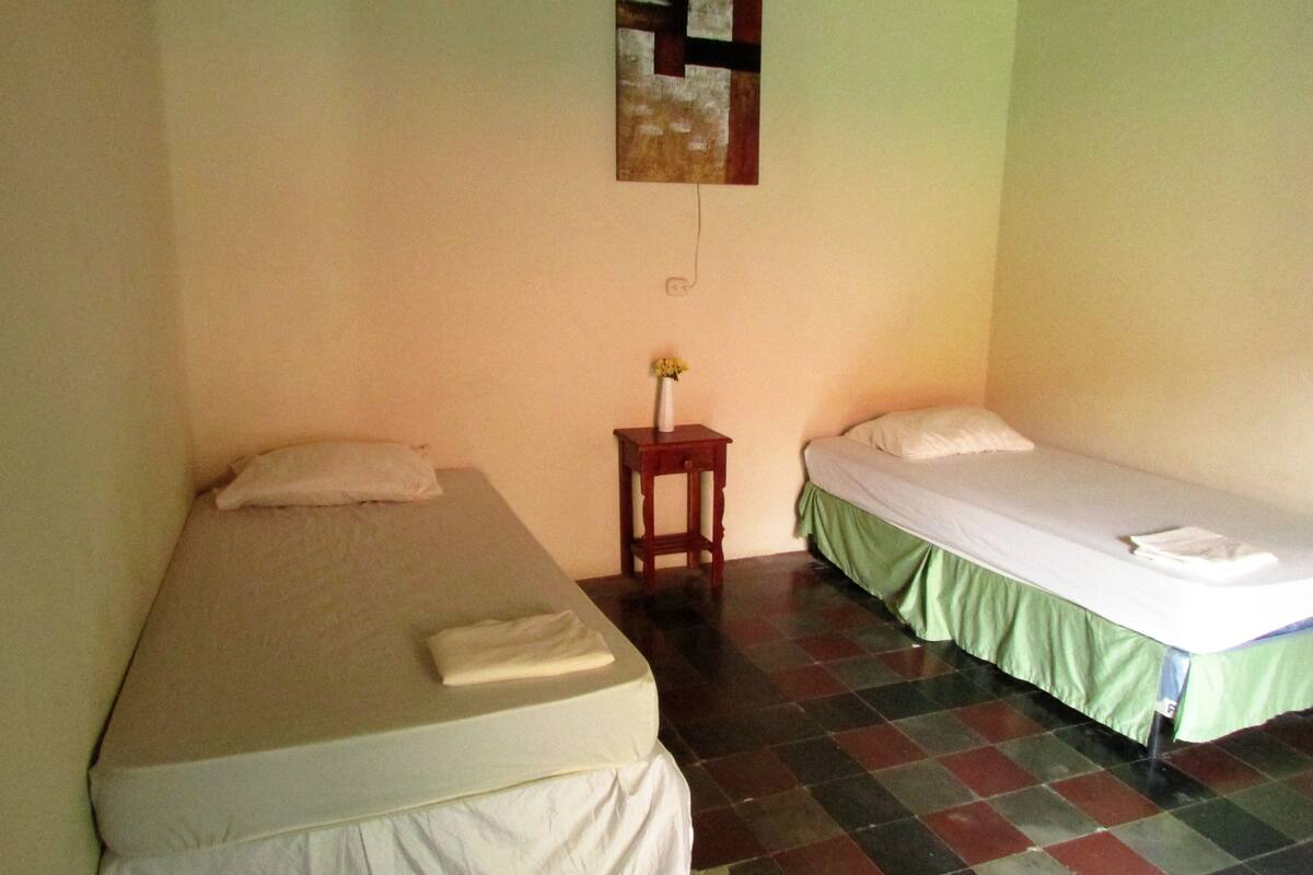 Chambre Double, 2 lits une place, accessible aux personnes à mobilité réduite, vue cour intérieure | Wi-Fi gratuit