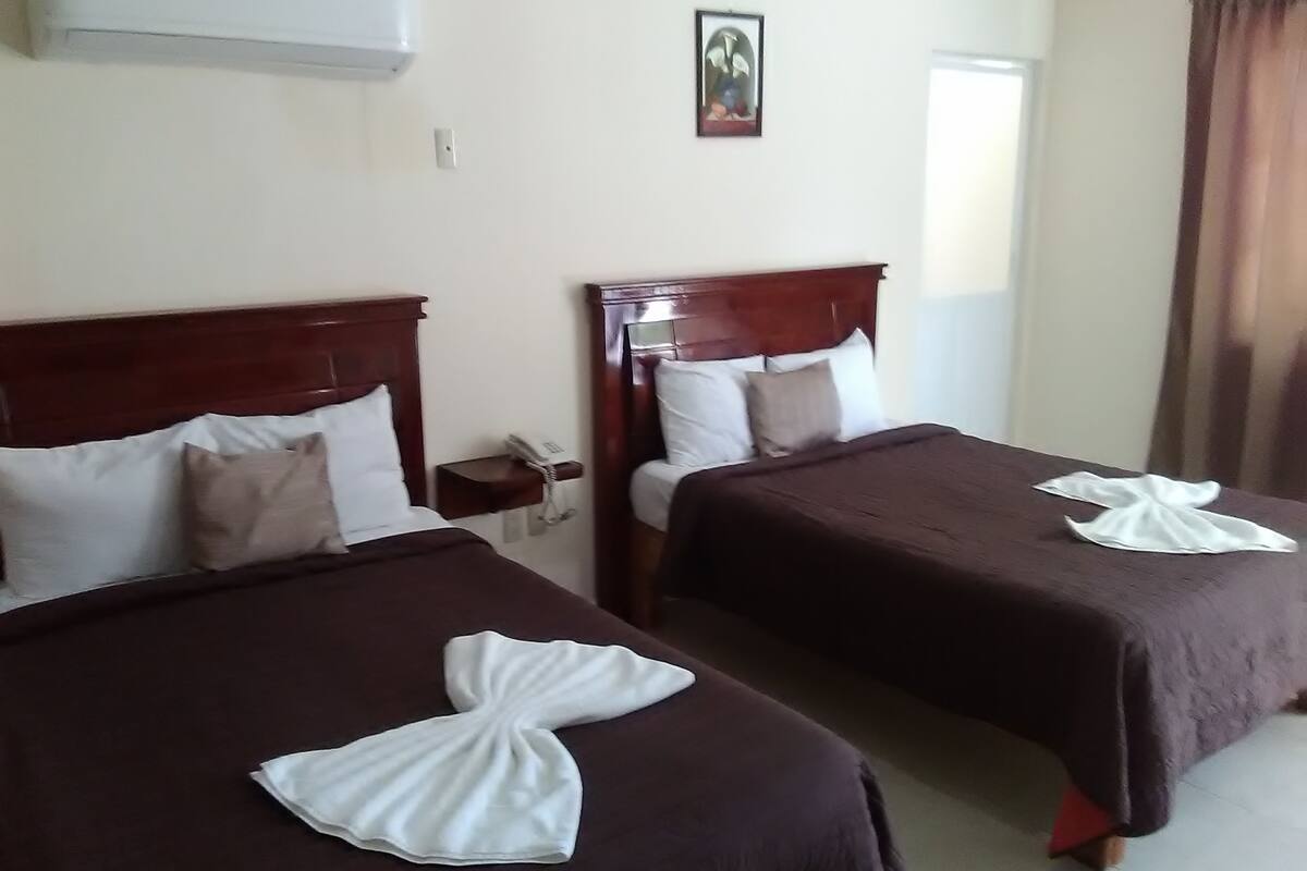 Double Room, 2 Double Beds | Iron/ironing board, free cribs/infant beds, rollaway beds, free WiFi