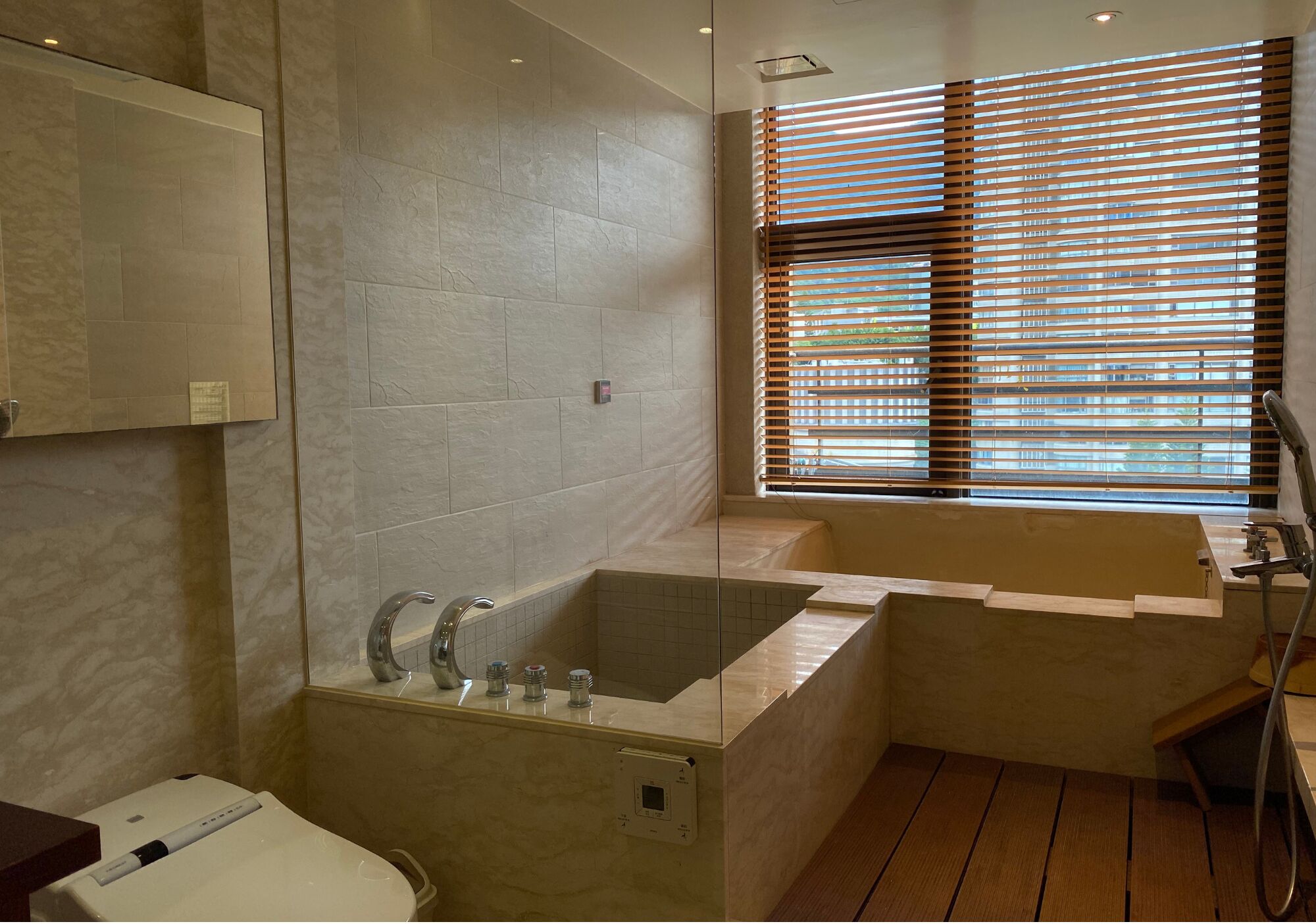 premium suite | bathroom | separate bathtub and shower, spring water bathtub, hair dryer, slippers