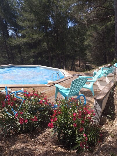 Villa de 250 m2 en 4000 m2 de bosque de pinos Spa 6 lugares, piscina 