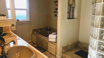 Bathtub, jetted bath, hair dryer, bidet