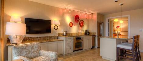 Een televisie, boeken en een stereo