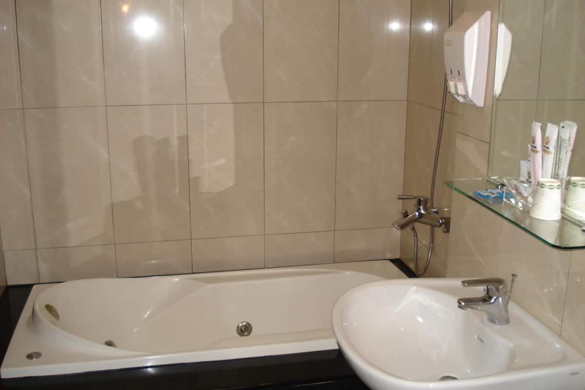 free toiletries, hair dryer, slippers, towels