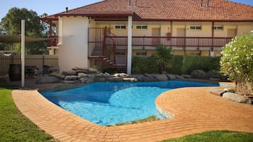 Outdoor pool, sun loungers