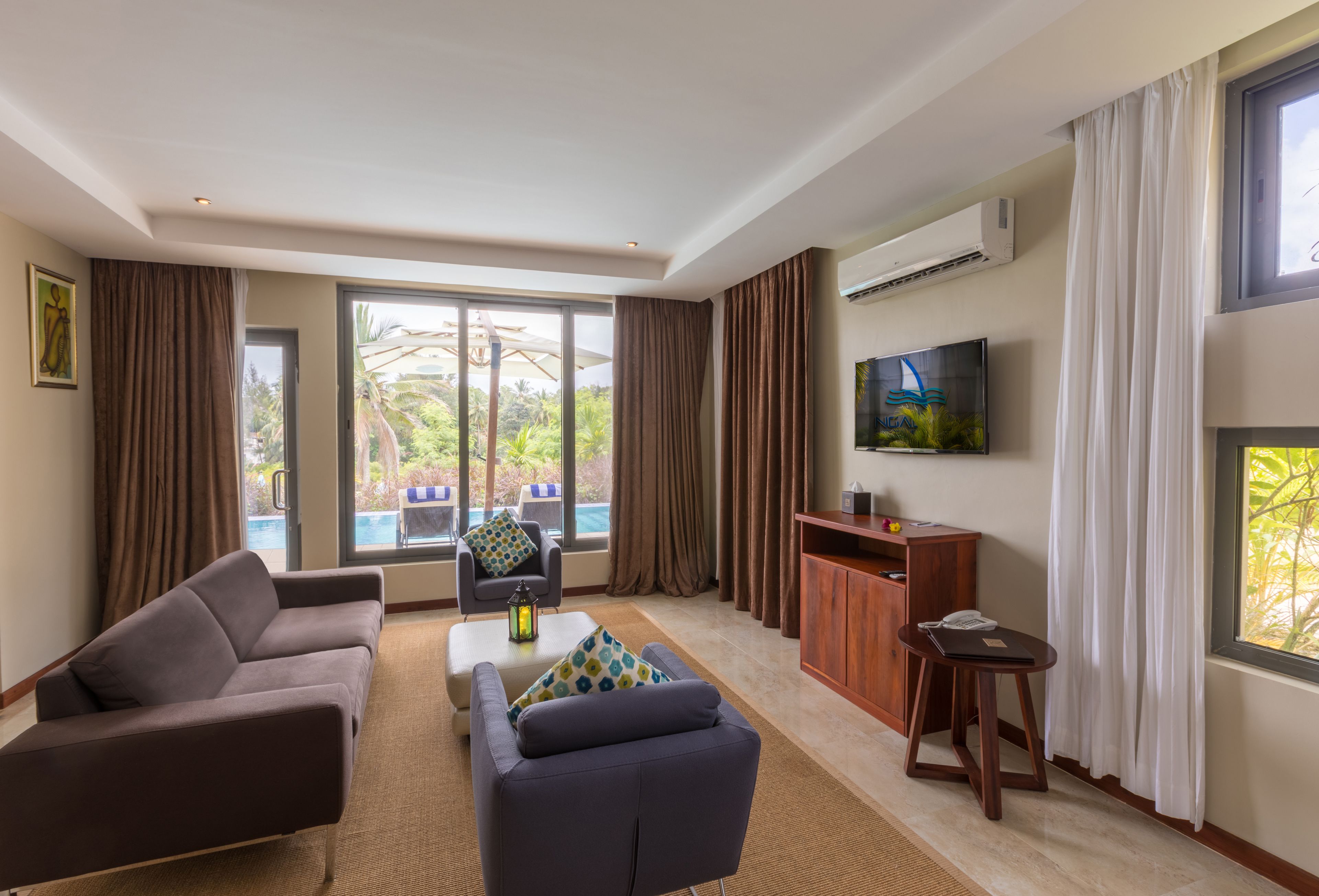 Superior Villa, 3 Bedrooms, Pool View | Living room | Flat-screen TV
