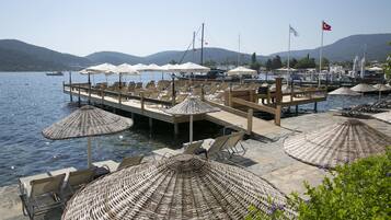 Private beach, sun-loungers, beach umbrellas