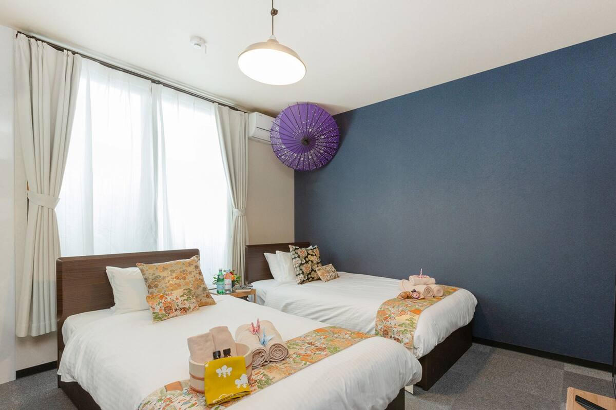 Desk, blackout curtains, free WiFi, bed sheets