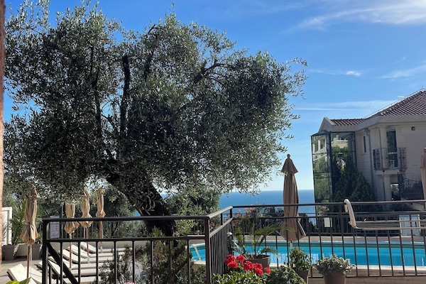 Seasonal outdoor pool, open 10:00 AM to 8:00 PM, pool umbrellas