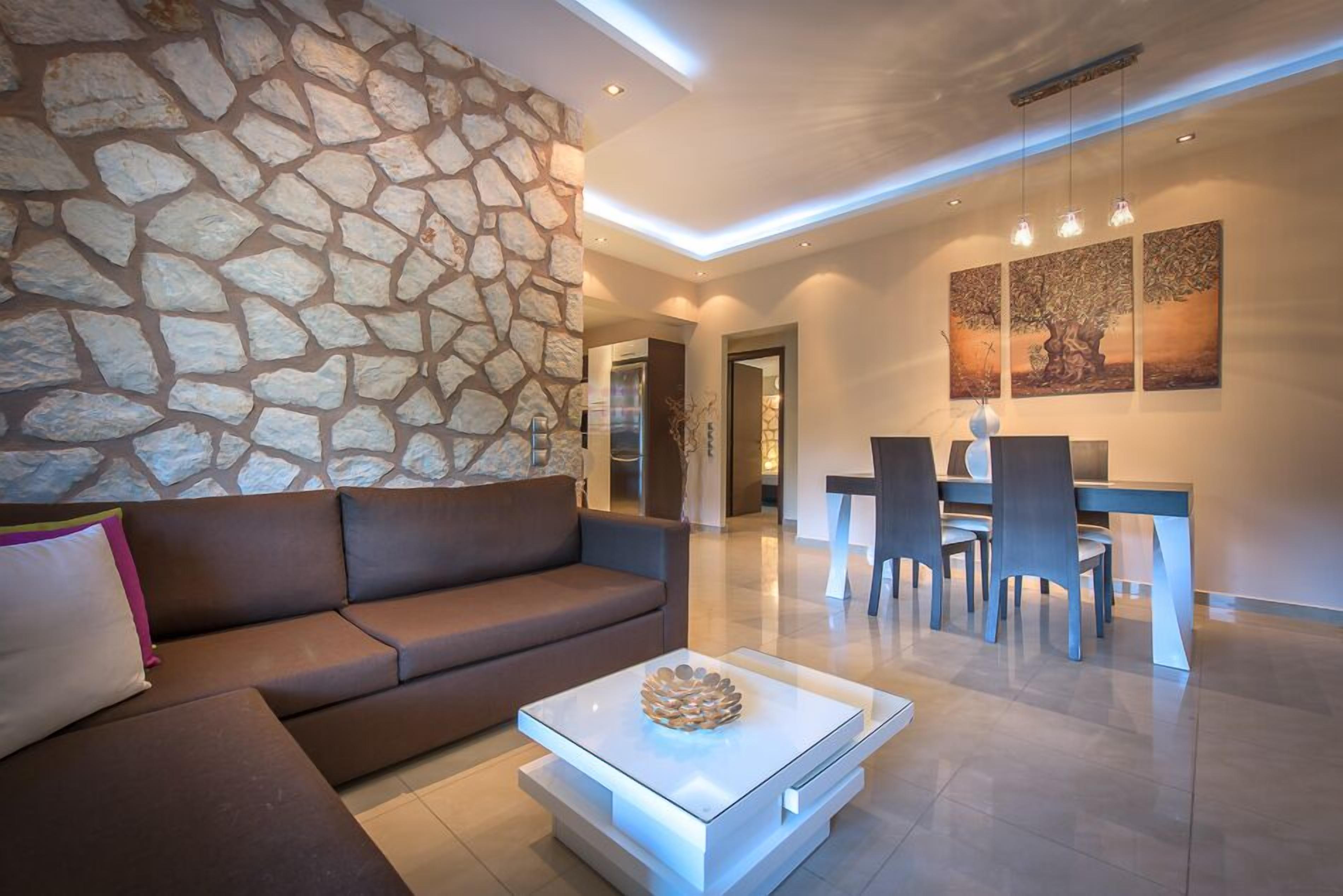 Villa, 2 Bedrooms, Private Pool (Elia) | Living area | Flat-screen TV, DVD player