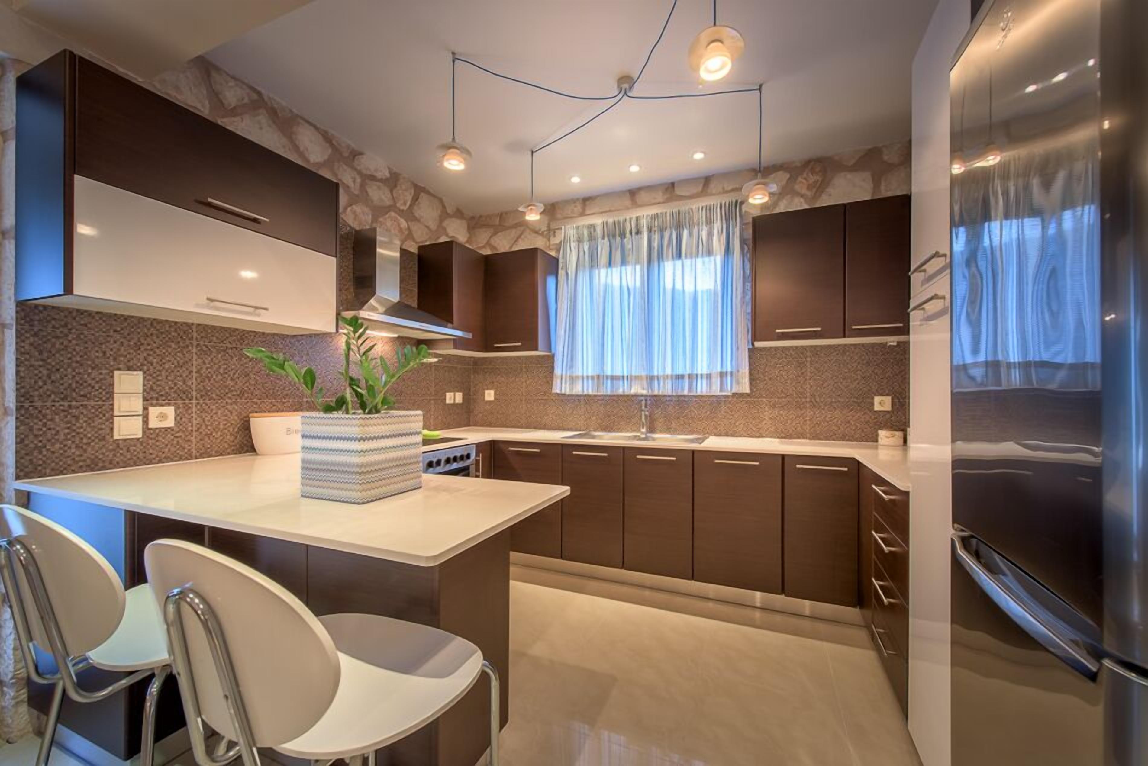 Villa, 3 Bedrooms, Private Pool (Dafni) | Private kitchen | Full-size fridge, microwave, oven, stovetop