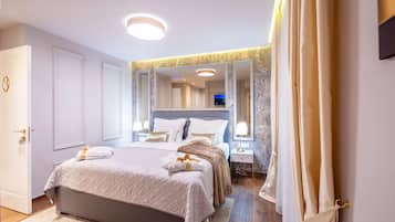 Premium bedding, memory foam beds, minibar, in-room safe