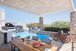 Villa, 2 Bedrooms, Private Pool (Thirasia) | Terrace/patio